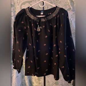black flowered blouse new